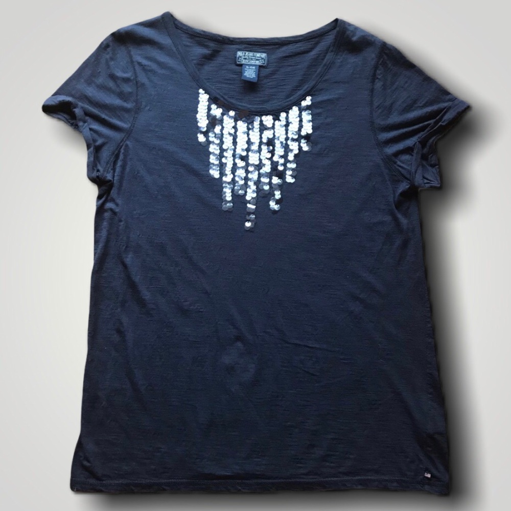 Ralph Lauren Polo Ladies Blue Sequence T-Shirt Tee
